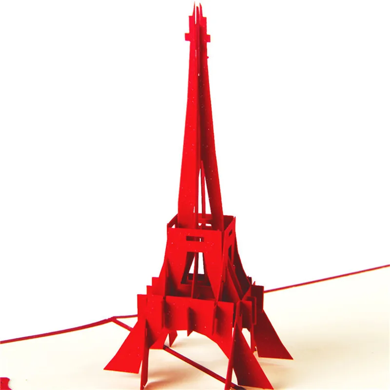  3D Pop Up Greeting Card Birthday Valentine's Day Gift Postcard with Eiffel Tower Big Ben Envelope W - 4000174805201