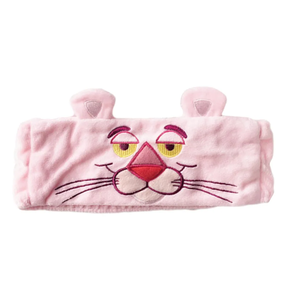 

2019 Lovely Embroidery Cartoon Pink Leopard Hair Band Bath Shower Make Up Wash Face Cosmetic Headband Hair Band Accessories