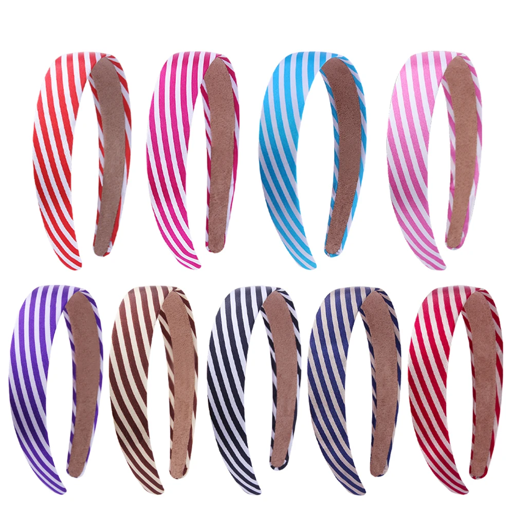 

Fashion Women Striped Wide DIY Headband Girls Cartoon Satin Hair Bands Handmade Hair Hoop Turban Cute Bezel Hair Accessories