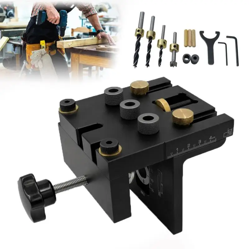 Woodworking Punch Positioner Round Wood Tenon Multifunctional Woodworking Tool Panel Furniture Punch Fixture Set Dropshipping