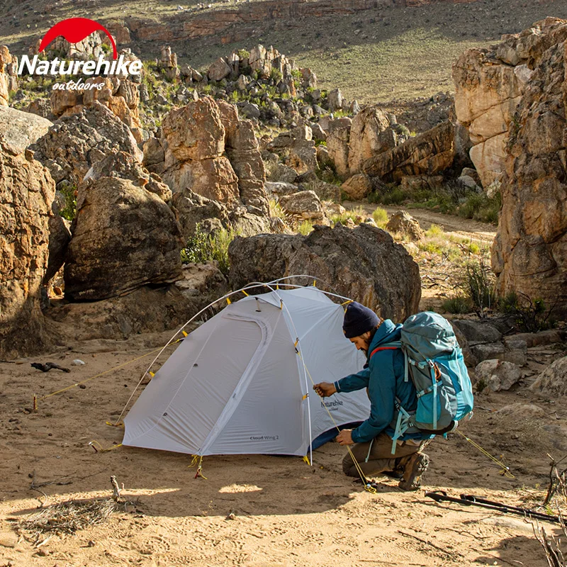 Naturehike CloudUP-крыло Сверхлегкий Открытый кемпинговый тент с силиконовым покрытием нейлоновый тканевый двухслойный водонепроницаемый тент для 2 человек