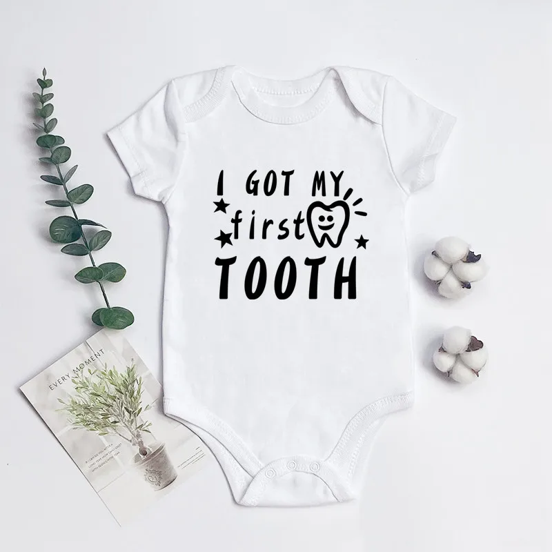 Baby First Tooth Got First Tooth Newborn Romper Baby Romper Bodysuit Funny Print
