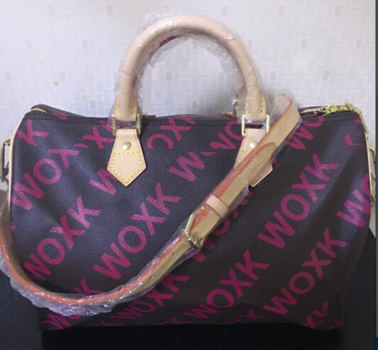 

2019 new fashion high quality women speedy handbag real leather Pillow bag 25/30/35cm with starp FREE SHIPPING