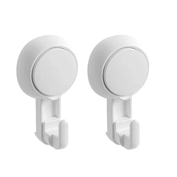 

2 Pcs Strong Vacuum Suction Cup Hooks Removable Reusable Coat Hooks Towel Bath Robe Hangers Home Kitchen Accessories White