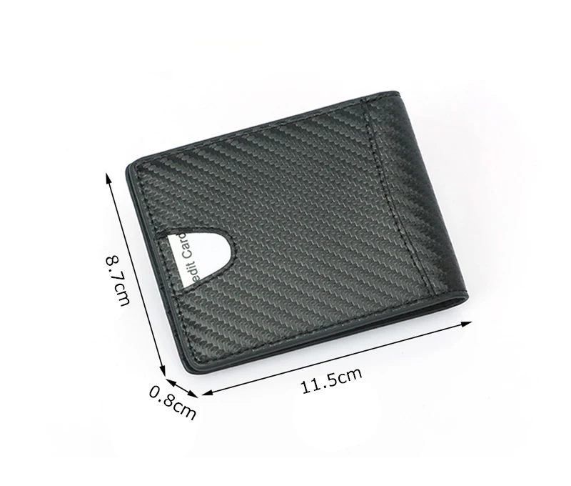 BONAMIE RFID Блокировка Мужской из углеродного волокна тонкие кошельки из микрофибры Тонкий черный держатель для банковской кредитной карты для мужчин простой кошелек для карт