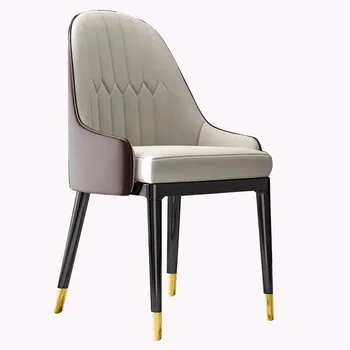 

American light luxury leather dining chair modern minimalist backrest hotel cafe negotiation nordic solid wood net r