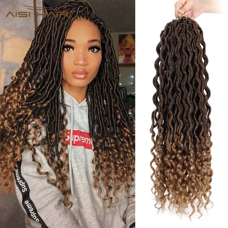 I S A Wig Ombre Crochet Braids Faux Locs Hairs Synthetic Hair