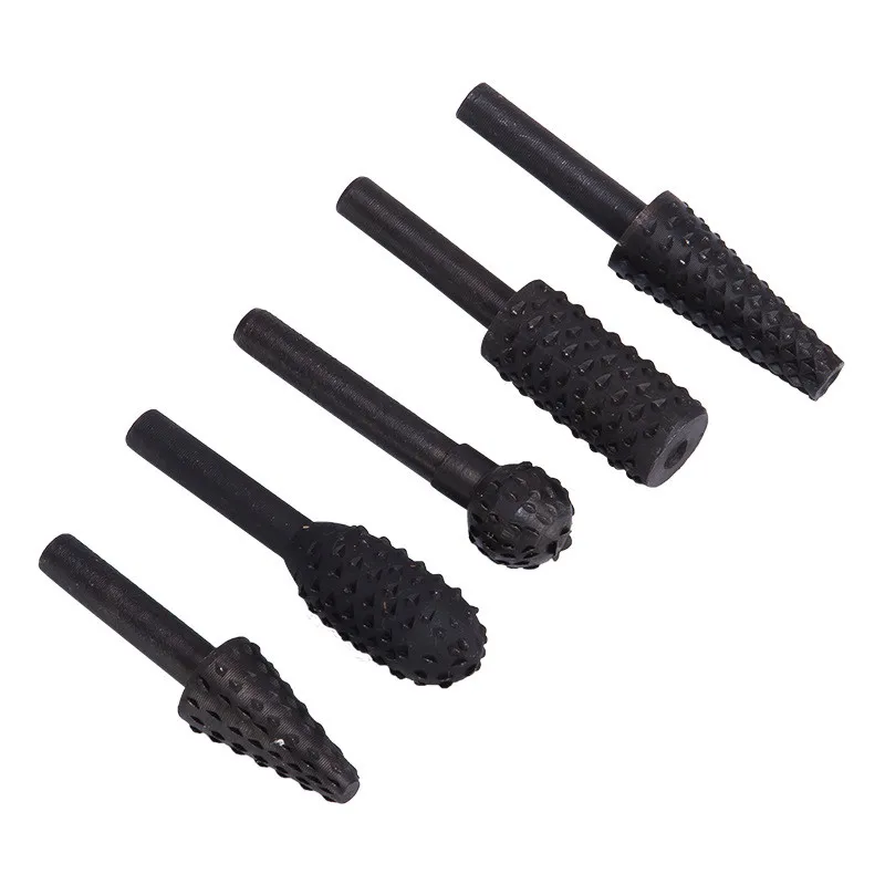 5 Pcs 1/4" Drill Shank Rotary Craft Files High Quality Rotary Rasp File Rasp Burrs Wood Bits Grinding Woodworking Hand Tool