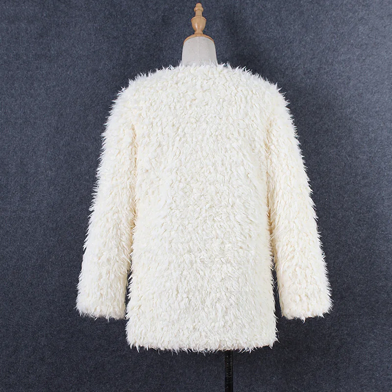 Женская белая куртка, модная Осенняя Зимняя Повседневная теплая куртка из овечьей шерсти, плюшевая приталенная куртка с длинным рукавом из искусственного меха размера плюс 3XL