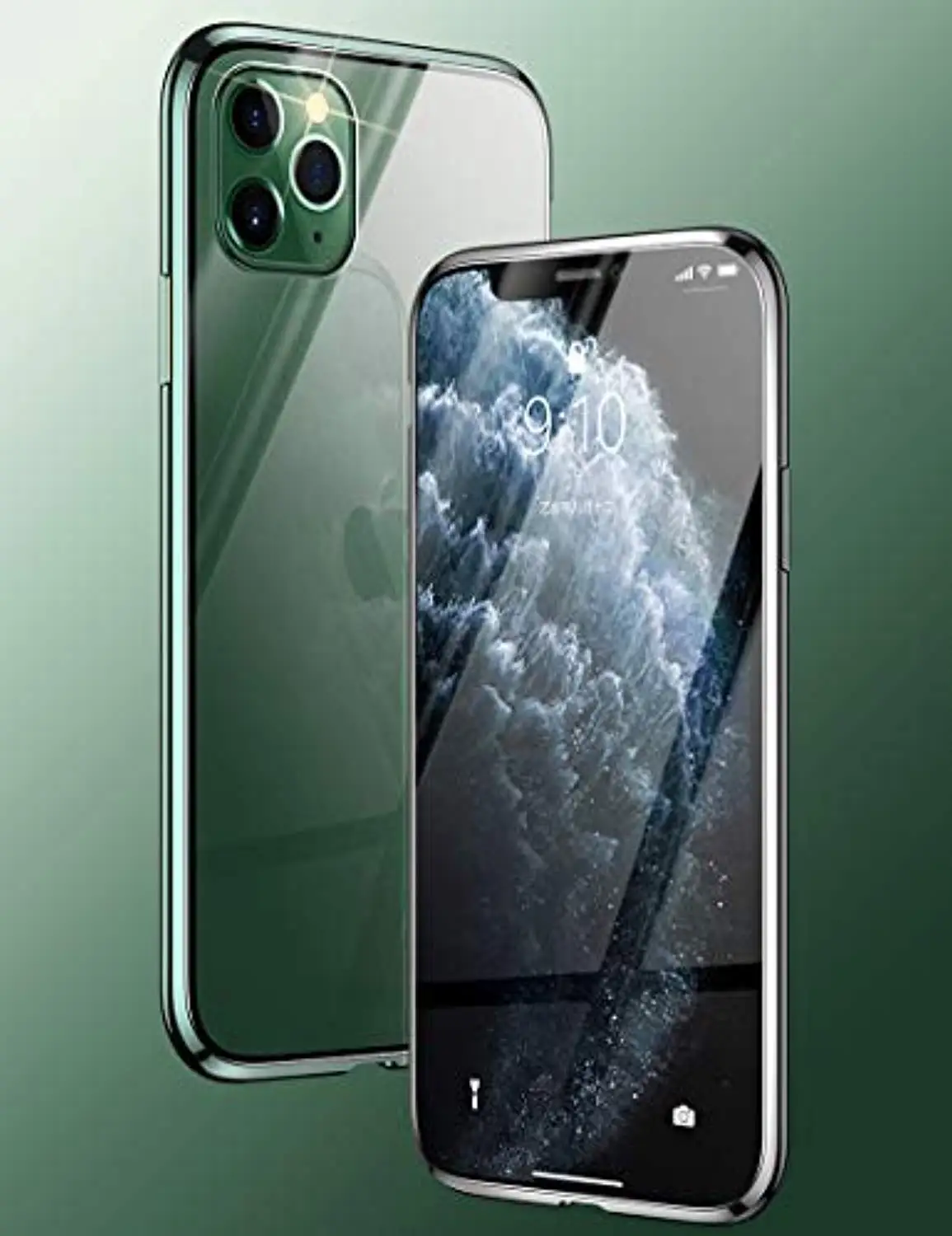 Green Для iPhone 11 Pro MAX 6 6S 7 8 Plus защитный бампер для телефона Магнитная Адсорбция 9H закаленное стекло Передняя и задняя полная защитная крышка - Цвет: Green
