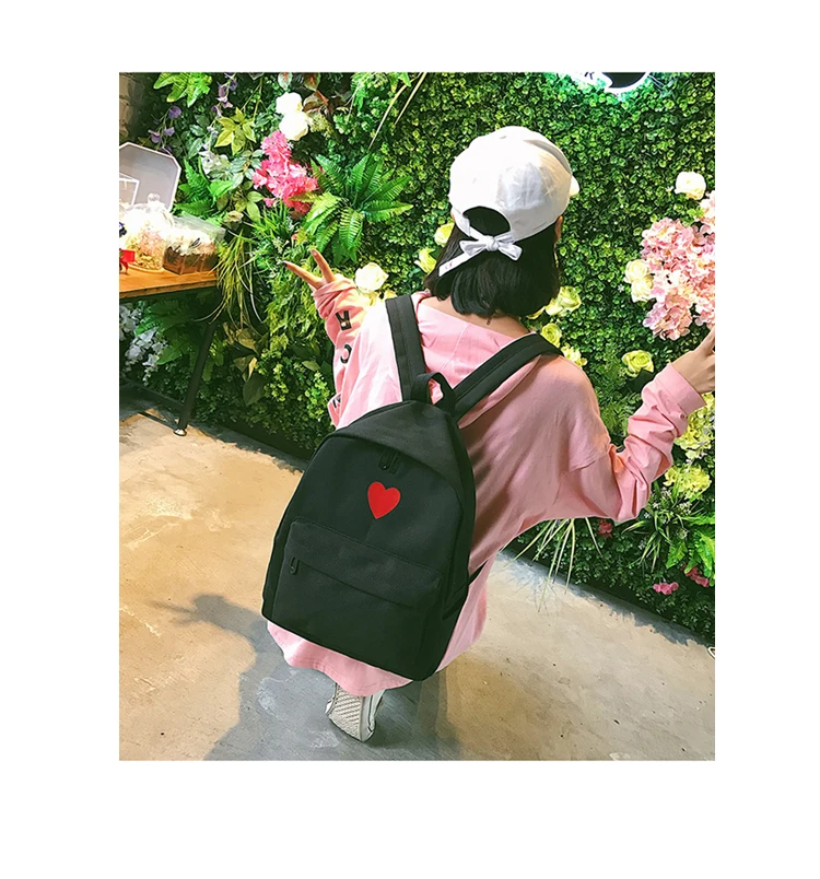 WOMEN'S Bag New Style Backpack Two-Piece Set Peach Heart Schoolbag College Style Korean-style Backpack