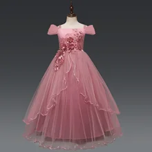 Детское кружевное платье принцессы; вечерние свадебные платья для девочек; детская одежда Феи; платье без рукавов с цветочным рисунком; одежда для малышей