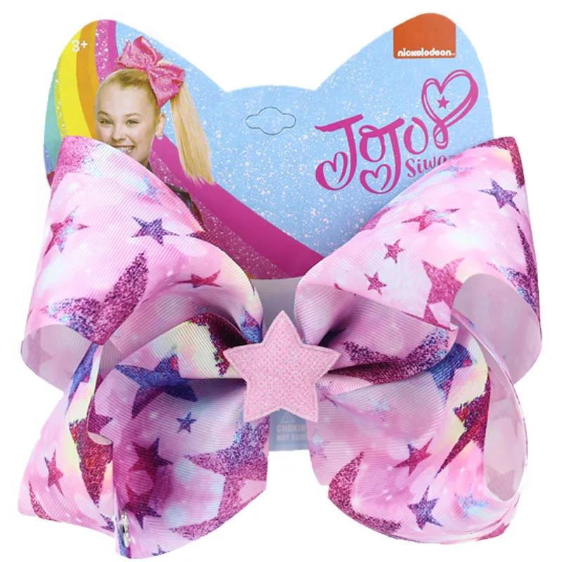 8 дюймов Jojo Siwa банты для девочек большой бант для волос Jojo Siwa детский зажим для волос лента узел Vanlentine день аксессуары для волос для девочек