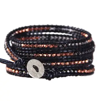 

KELITCH New Friendship VIntage Wrap Bracelets Gradient Design Metal Beads String Strand Cuff Bangles Adjustable Hip Hop Jewelry