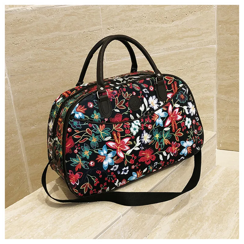 Модные женские сумки для багажа из искусственной кожи, сумки с цветочным принтом, вместительные сумки для хранения, вещевой мешок, путешествие на выходные