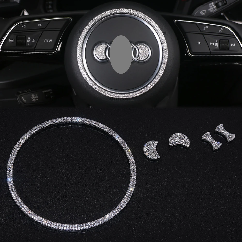 JEAZEA Автомобильная эмблема рулевого колеса Интерьер 3D Стразы Подходит для Audi A4L A6L