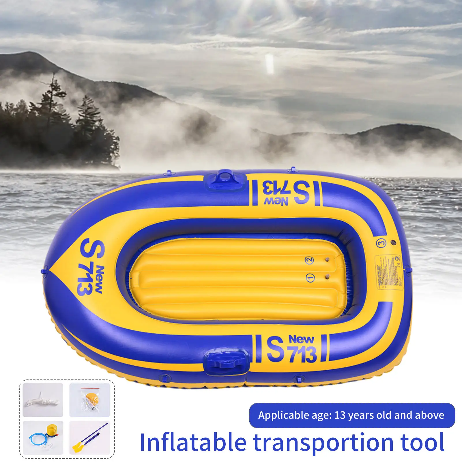 Kayak Thicken Safe Iatable Boat For Single-person PVC Rowing Fishing Boat Kayak For Outdoor Driving Fishing