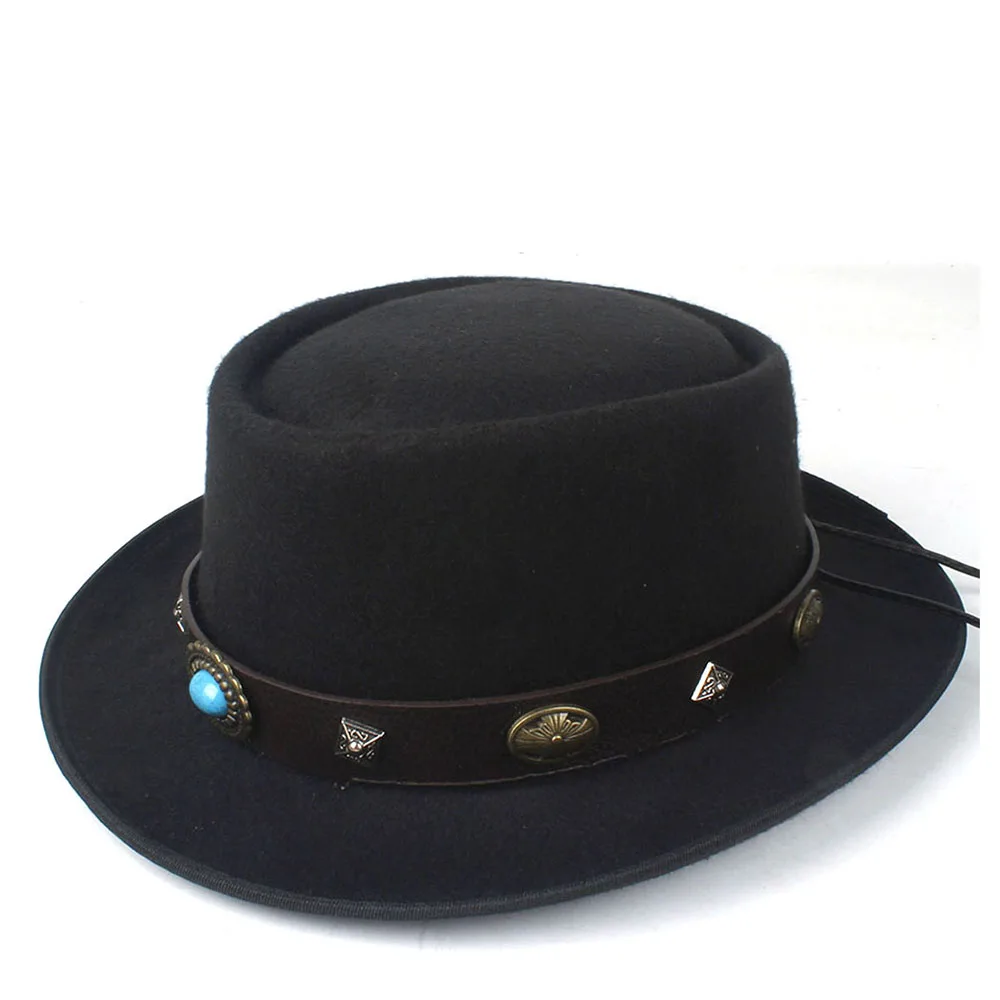 Модная мужская и женская зимняя шляпа-пирожок с поясом в стиле панк Fedora шляпа для джентльмена Trilby чародейная шляпа размер 58 см