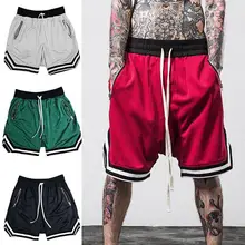 

Summer Fashion Sports Mesh Men Shorts Loose Sportswear Men Solid Color Casual Hip Hop Shorts with Pockets шорты мужские 2021