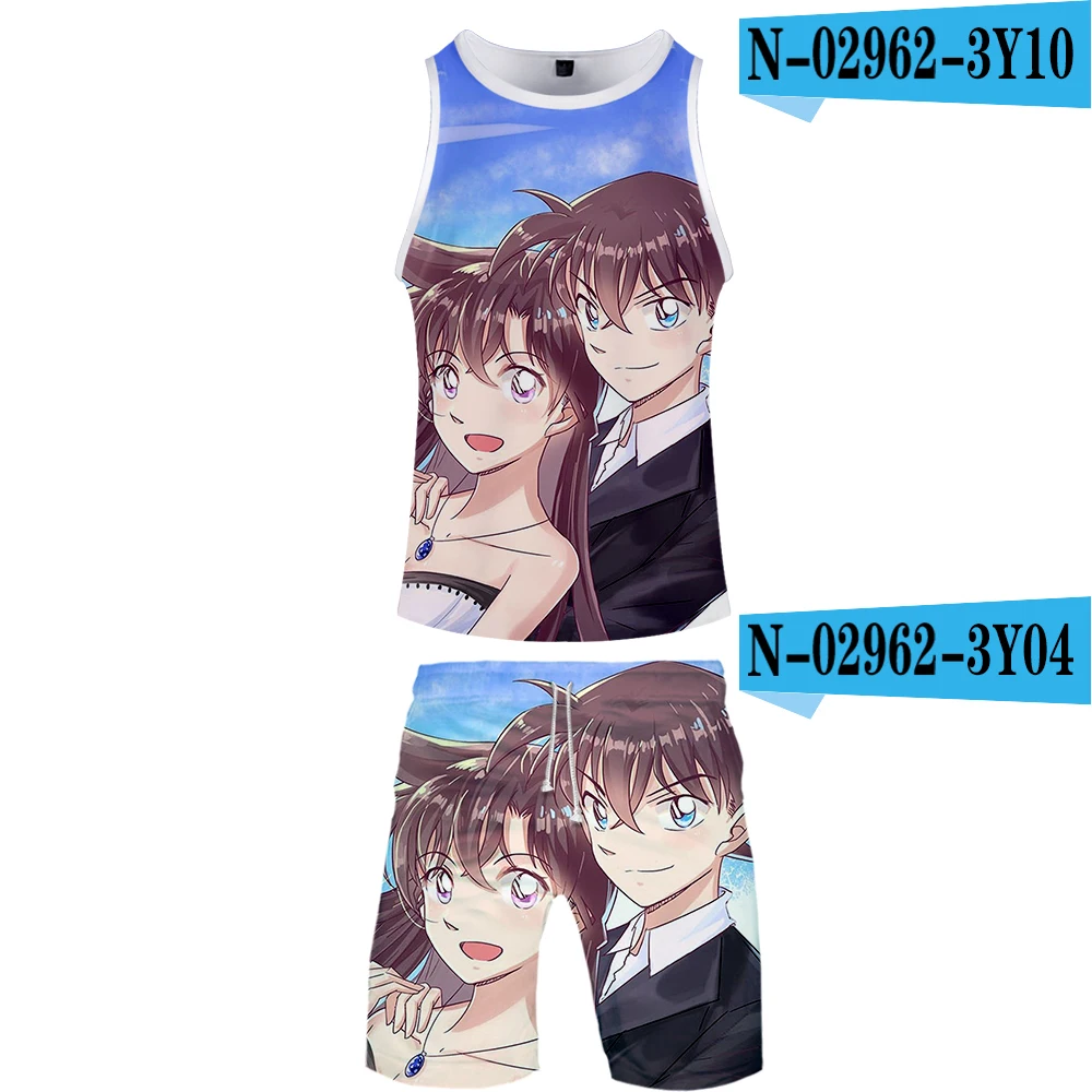 Detective Conan 3d принт аниме Харадзюку 2 pic танк и короткие два предмета высокое качество популярная Повседневная Уличная одежда комплект - Цвет: N02962