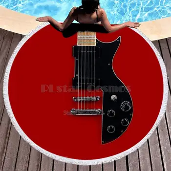

Violin Guitar art Musical instrument Women Bath Towel for Beach Thick Round 3d print Fabric Quick Compressed Towel new style-3