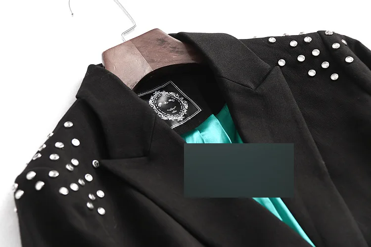 

AP81 Slimming Solid Color One-Button Shoulder Rivet Long-sleeved Coat WOMEN'S Small Business Suit