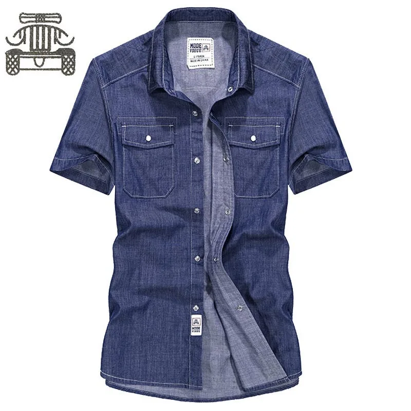 

Tide Brand-Clothing Mens Casual Shirts Short Sleeve Thin Summer Cotton Shirt Blue