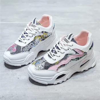 

2019 New Female Vulcanized Shoes Women Spring Breathable Round Head Sports Shoes Woman Mesh Shoes Ladies Casual Sneakers U13-42