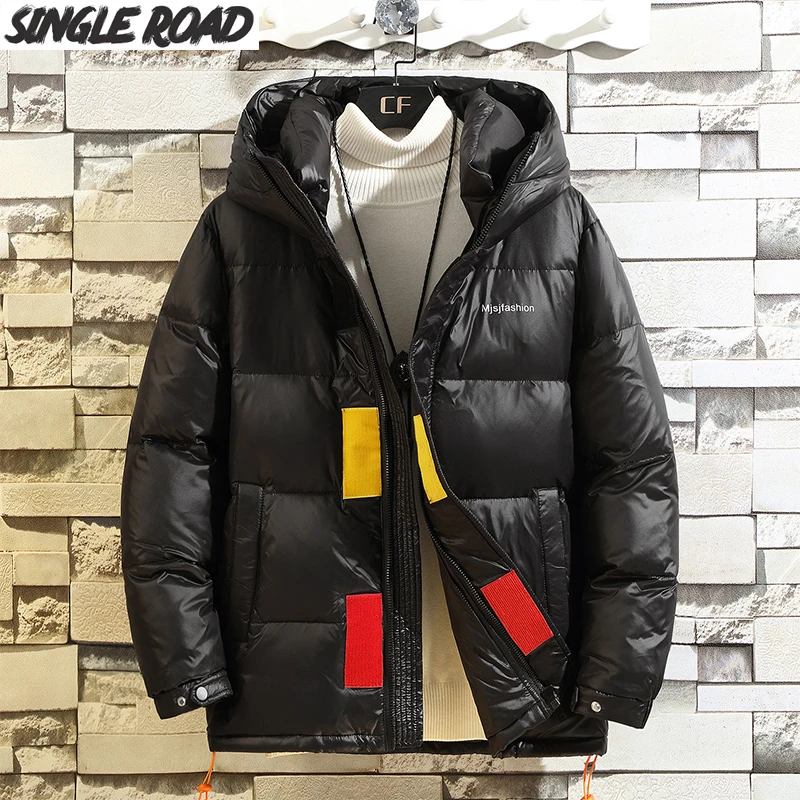SingleRoad, пуховик для мужчин, зима, новая мода, куртка на утином пуху, мужской пуховик, ветровка от снега, с капюшоном, теплая верхняя одежда для женщин