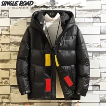 SingleRoad, пуховик для мужчин, зима, новая мода, куртка на утином пуху, мужской пуховик, ветровка от снега, с капюшоном, теплая верхняя одежда для женщин