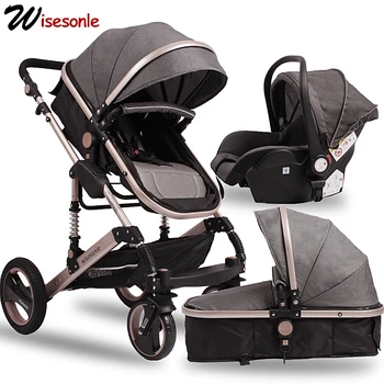 

Wisesonle baby stroller double-sided use two-way 3-in-1 car seat cradle foldable large tires light and easy to operate