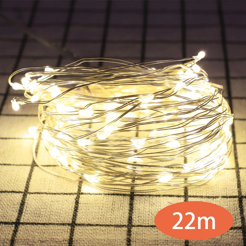 Солнечный медный провод светодиодный гирлянда Огни праздничного освещения сказочная гирлянда для рождественской елки Свадебная вечеринка украшение восемь функций - Испускаемый цвет: Тёплый белый