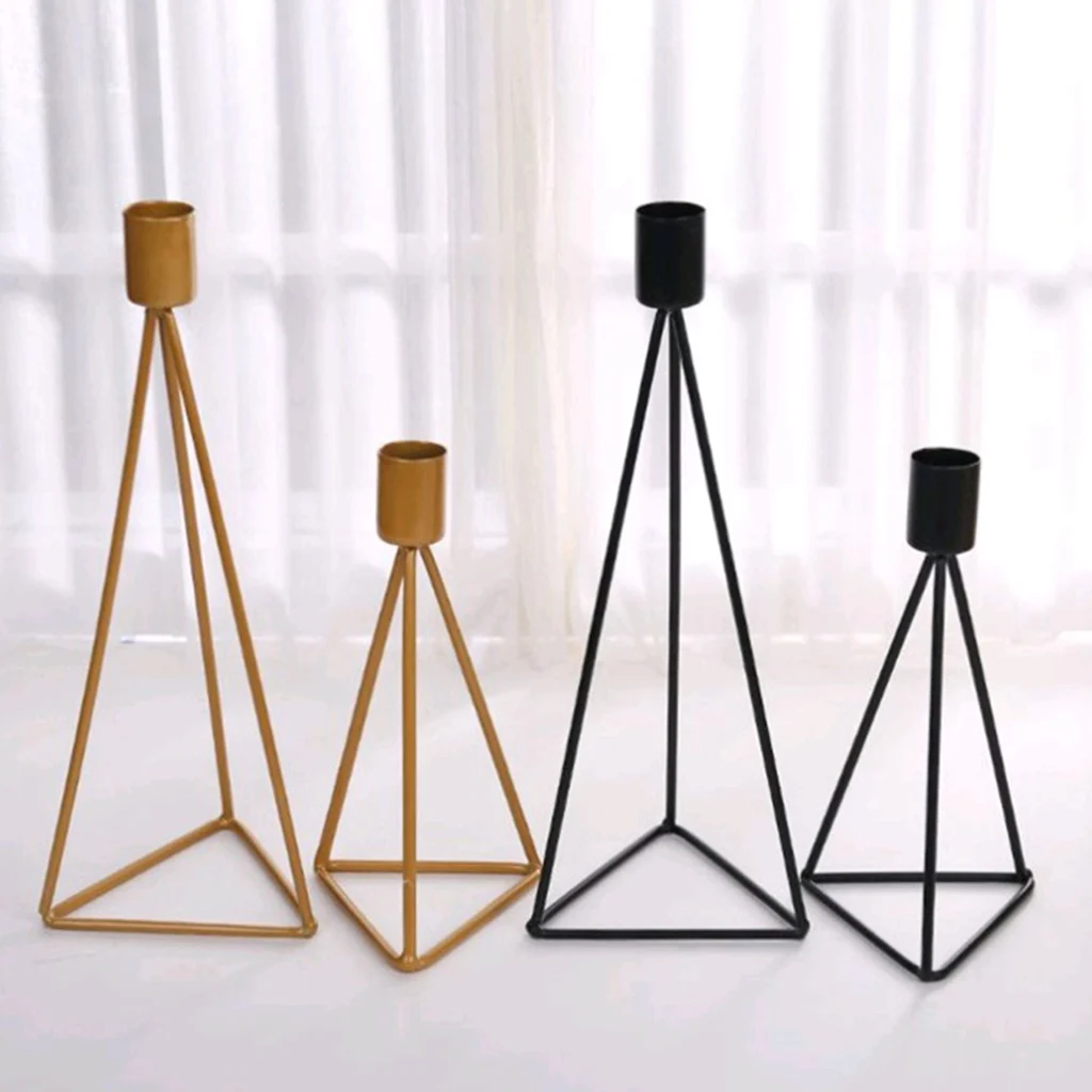 Vintage Geometric Wire Cup Candle Wedding Party Decor Candlestick Candle Holder Golden/Black for Home Desktop Ornament