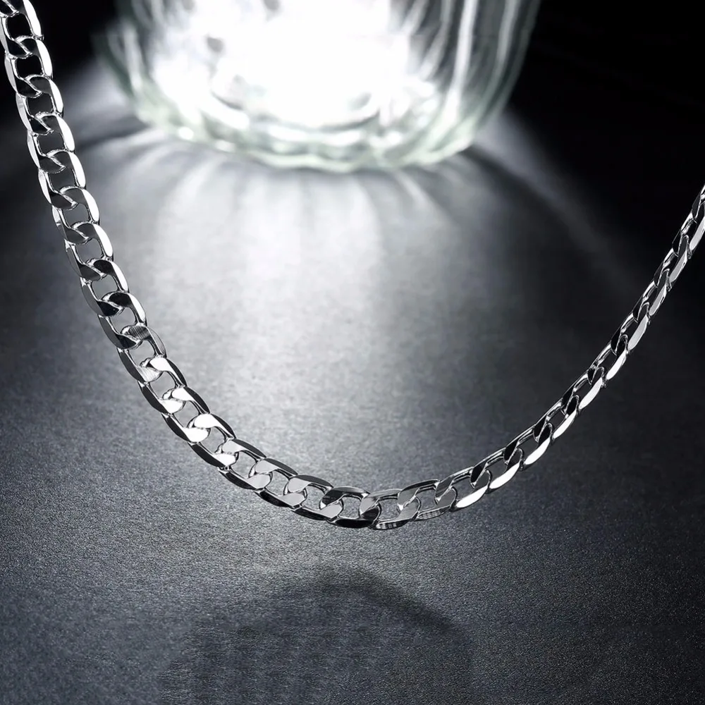 6mm 16inch-24inch Link Chain Necklaces Silver Jewelry Men Necklace, 925 Sterling Silver Necklace Men Jewelry Accessories