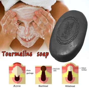 

55g Propolis Black Bamboo Charcoal Soap Deep Cleaning Face Body Anti Bacterial Tourmaline Remover Acne Blackhead Soap Skin Care