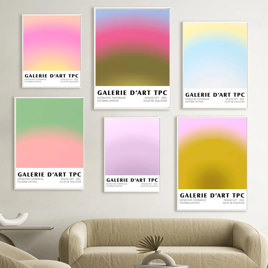 

Pink Gradient Abstract Gallery Exhibition Wall Art Canvas Painting Nordic Posters And Prints Wall Pictures For Living Room Decor