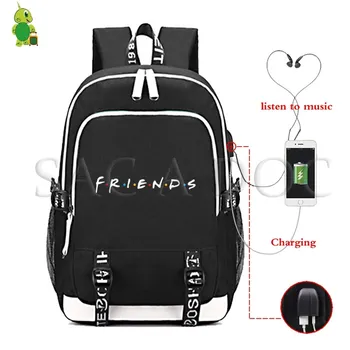 

Sac A Dos Friends TV Backpack Laptop Backpack 17.3 Inch School Bags for Teenage Girls Multifunction USB Charge Travel Rucksack