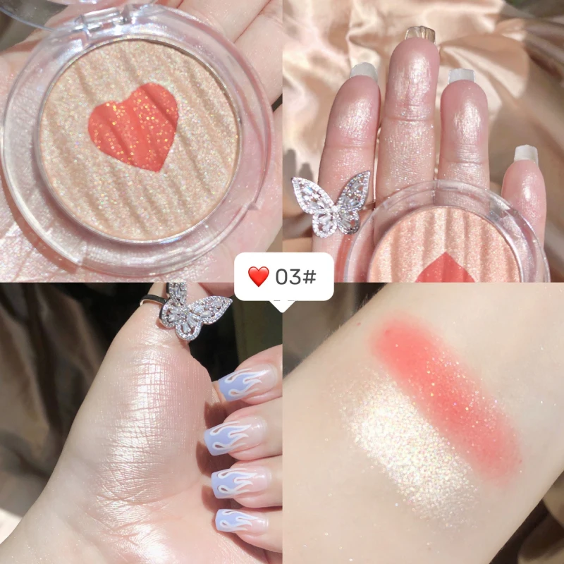 

Sweet Mint Two-Tone Highlighter Blush Palette Pearl Glitter Long-Lasting Easy To Wear Not Fade Bronzers Blush Face Makeup TSLM2