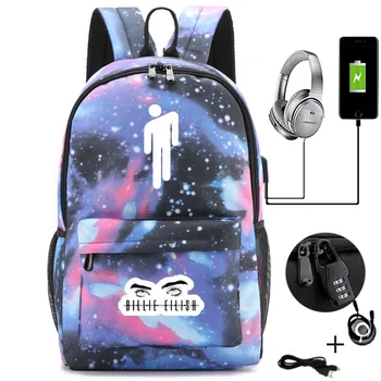 

Luminous Billie Eilish Backpack School Bags for Teenage Girls&Boys Usb Charge Laptop Backpack Backpacks Hip Hop Fashion Mochila