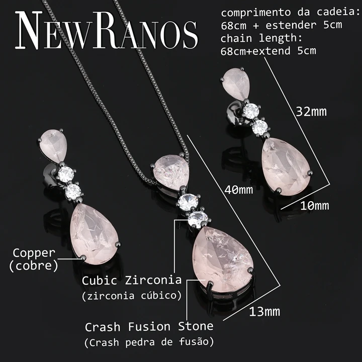 Newranos серьги-гвоздики в форме капли воды и ожерелье с кулоном, вечерние Ювелирные наборы, подарок для женщин SFX003912