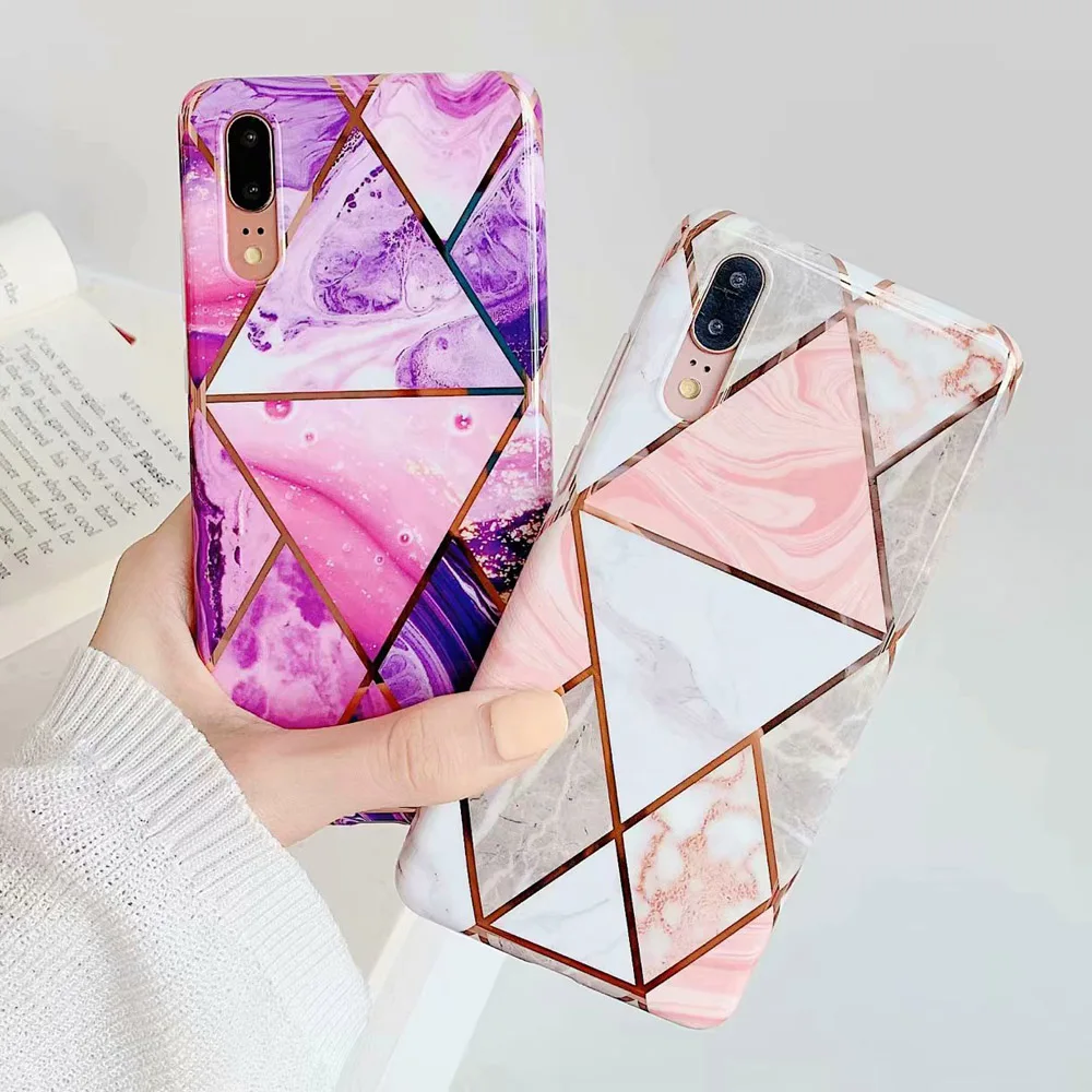 Роскошный чехол для телефона с геометрическим Покрытием s для samsung Galaxy A40 A50 A70, чехол для samsung Galaxy A40, мраморный силиконовый чехол на заднюю панель