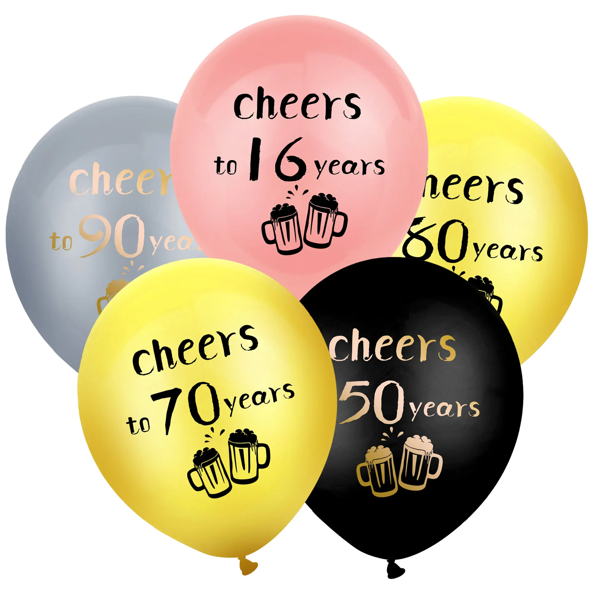 

YAAAS! 12pcs Happy Birthday Decoration Balloons Cheers & Beers to 18 21 30 40 50 Years Old Anniversary Wedding Party Decoration