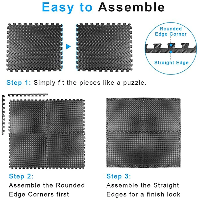 High Density Exercise Mat EVA Foam Floor Tiles Protective Flooring Mats Interlocking for Gym Equipment and Cushion for Workouts