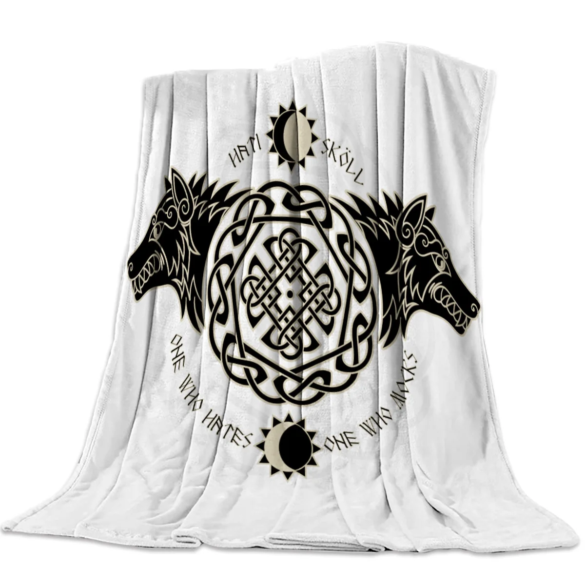 Viking Wolf Form Totem White Throw Blanket Bedspread Soft Fleece Air/Sofa/Bedding Winter Bedsheet | Дом и сад
