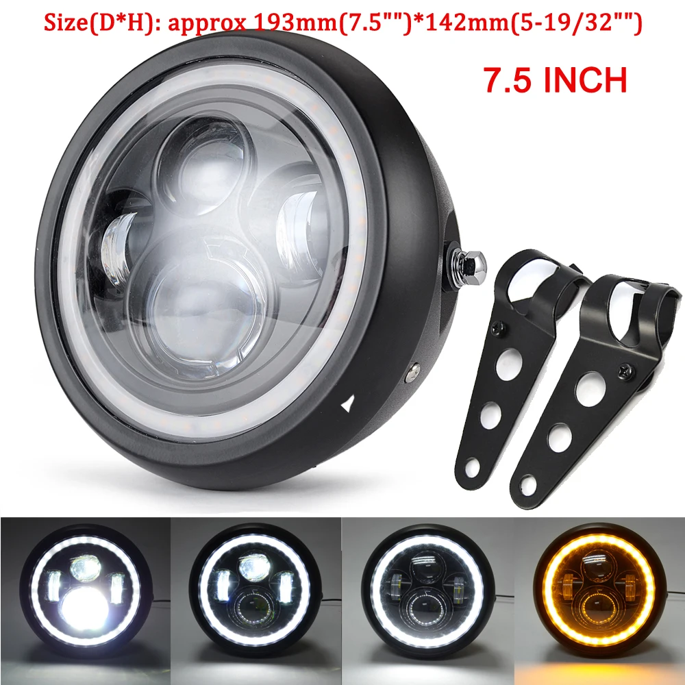 7 inch Motorcycle Headlight Phare LED Moto with Hi&Low Beam DRL Head Light  for Chopper Bobber Cafe Racer 7.5 Headlamp Bulbs - AliExpress