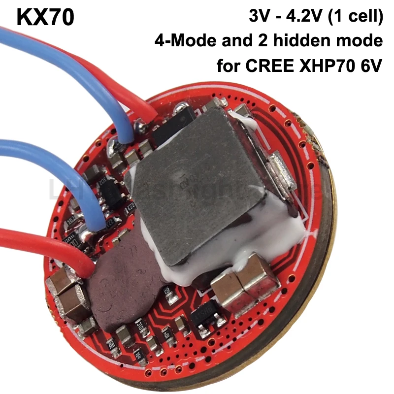 

KX70 32mm 4A 1-cell 6-Mode Boost Driver Circuit Board with Side Switch for Cree XHP70 6V (1 pc)