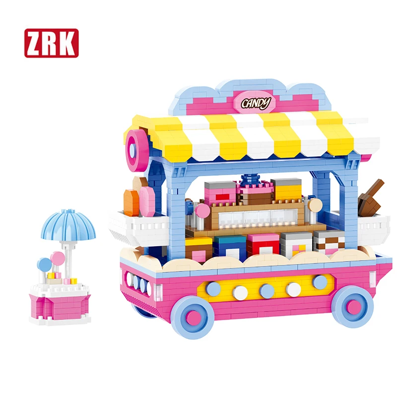 

New coming ZRK mini building blocks game car ice cream car candy car mini DIY bricks diamond creative toys for brithday gifts