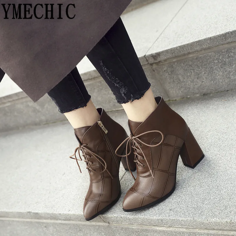 YMECHIC/2018 зимние женские ботильоны с острым носком на шнуровке на высоком каблуке; армейские ботинки для женщин; ботинки в байкерском стиле; бо... YMECHIC/2018 зимние женские ботильоны с острым носком на шнуровке на высоком каблуке; армейские ботинки для женщин; ботинки в байкерском стиле; бо...