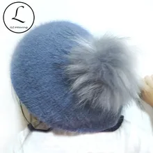 GZhilovingL/берет из мохера для маленьких девочек, новые мягкие вязаные шапки и шапки из хлопка на осень-зиму с помпон с искуственным мехом для детей