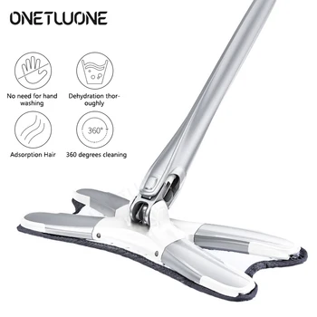 

Congis X-type Microfiber floor mop with 3pcs mop cloth replace Hand-free wash flat mop Manual Extrusion Household Cleaning Tools